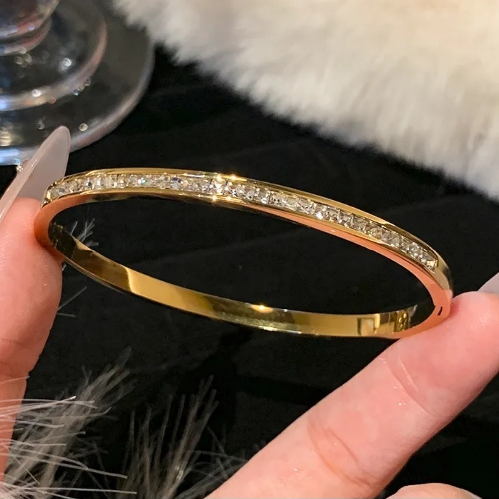 Titanium Steel Bangles in Gold Snap on Bracelets - Picture 2 of 7